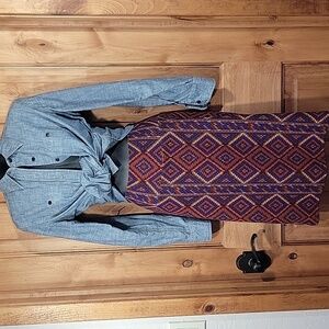 LuLaRoe Diamond Pattern Pencil Skirt - Orange and Blue